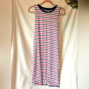 Time and Tru Large Patriotic Striped Sundress Dress Sleeveless With Pockets